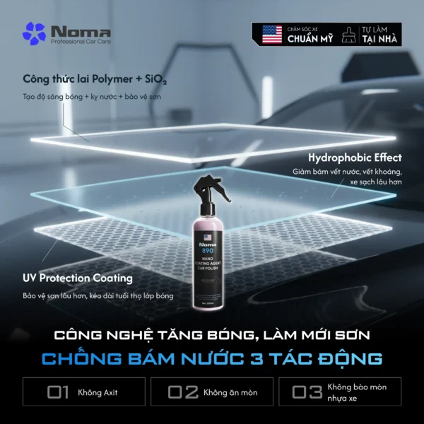 NOMA 890 - DUNG DỊCH XỊT  BÓNG, LÀM MỚI SƠN XE
