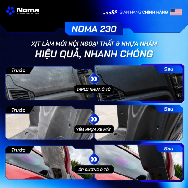 NOMA 230 - Chai xịt làm mới nội ngoại thất & nhựa nhám