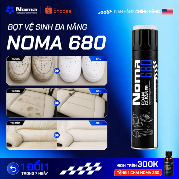 Bình xịt tẩy rửa nội thất ô tô NOMA 680 trước sau so sánh