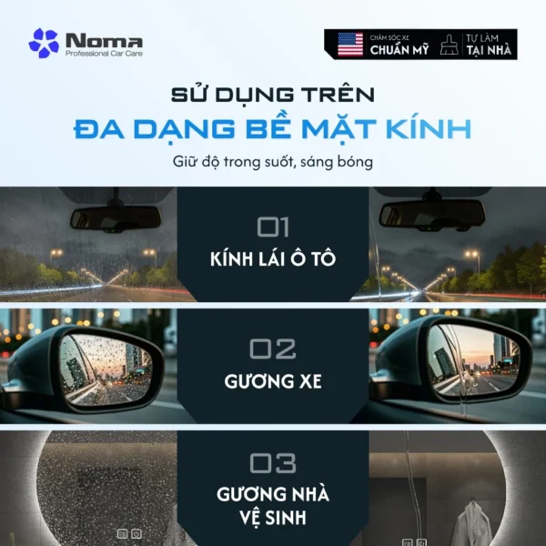 NOMA 922 sử dụng trên kính lái ô tô, gương xe, gương nhà vệ sinh