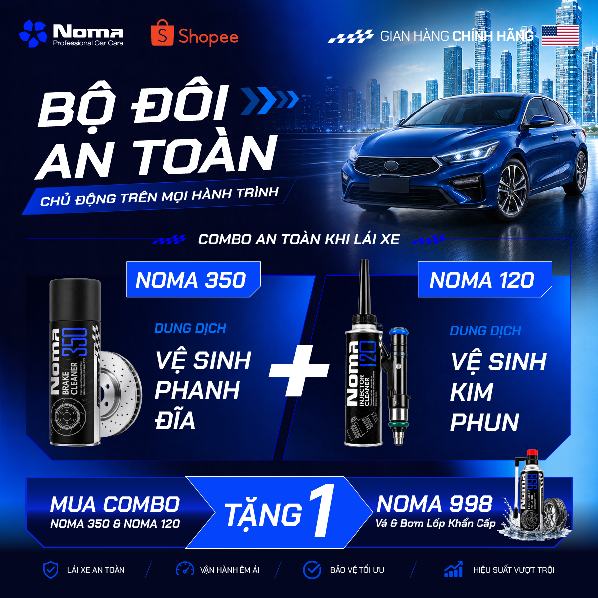 Combo an toàn NOMA 350 + NOMA 120 - bộ chăm sóc phanh và truyền động hoàn chỉnh