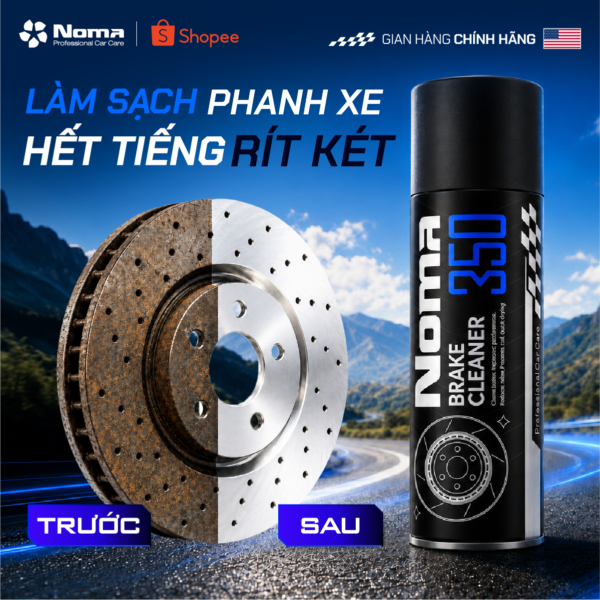 Trước và sau khi sử dụng dung dịch vệ sinh phanh đĩa NOMA 350