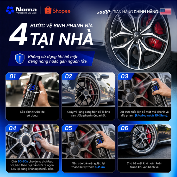 Hướng dẫn chi tiết 4 bước vệ sinh phanh đĩa với NOMA 350 tại nhà