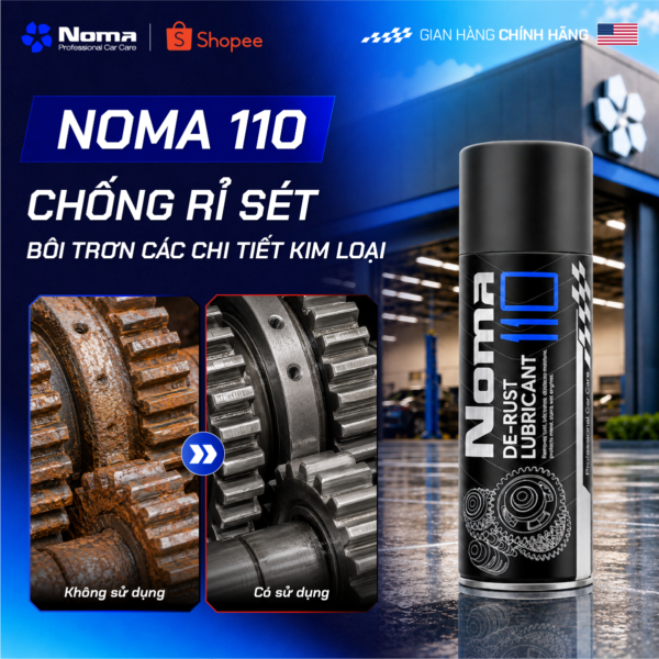 Bánh răng rỉ sét trước và sau khi xử lý với NOMA 110, hiệu quả tẩy rỉ rõ rệt