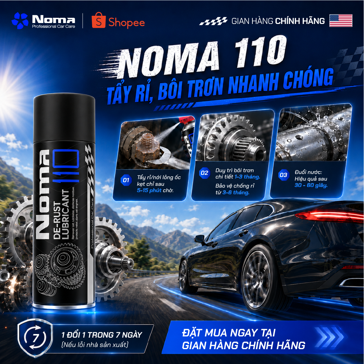 Noma 110 tẩy rỉ, bôi trơn nhanh chóng - tác dụng từ 5-15 phút
