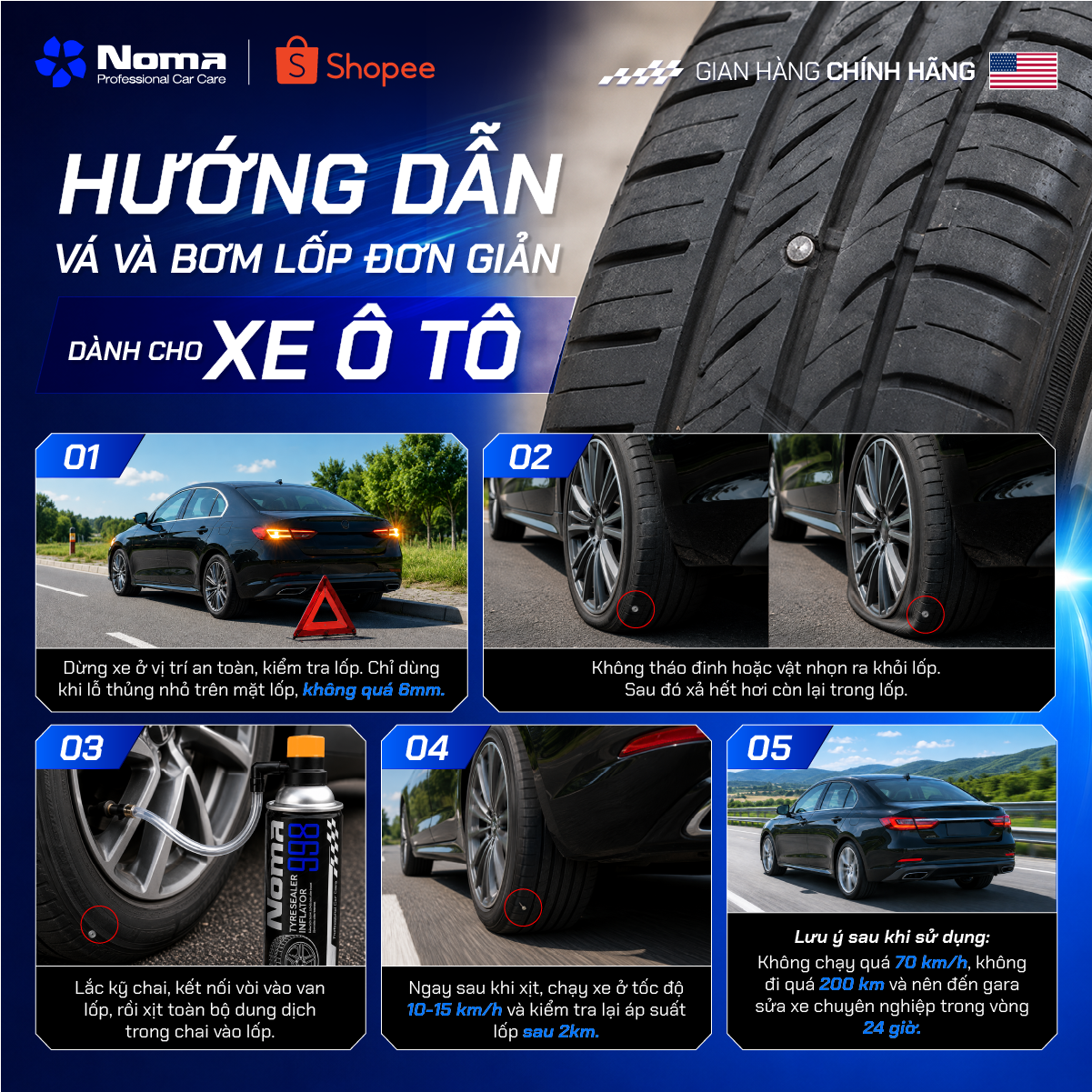 Hướng dẫn vá lốp khẩn cấp cho ô tô an toàn đúng cách