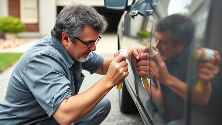 Chủ xe tự chăm sóc xe tại nhà: xịt sản phẩm phục hồi nhựa lên cua gió hoặc ốp xe, quy trình DIY dễ dàng.