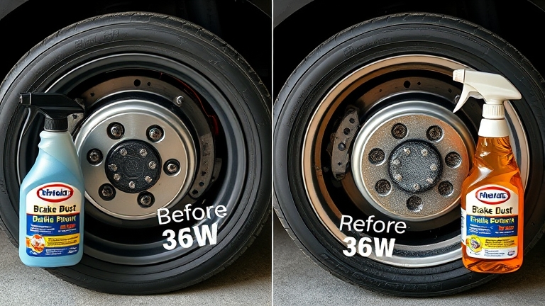 Comparing brake dust removal effectiveness between NOMA 350 and Sonax with real-world photos