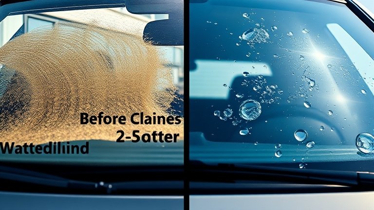 So sánh kết quả trước/sau – kính bẩn ố nước versus kính sáng bóng sau tẩy ố với NOMA