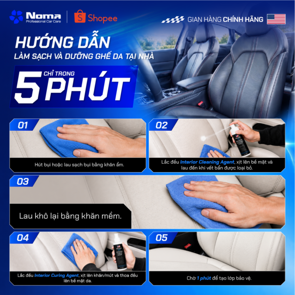 Quy trình 5 bước vệ sinh dưỡng ghế da ô tô chuyên nghiệp với NOMA 686 tại nhà