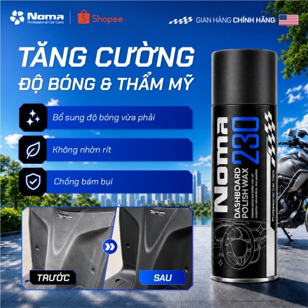 NOMA 230 - Xịt dưỡng & Đánh Bóng Nhựa Nhám