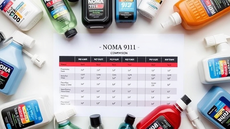 So sánh sản phẩm tẩy ố kính ô tô NOMA 911 với các đối thủ khác, bảng so sánh tính năng chi tiết