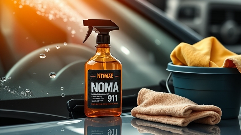 Sản phẩm NOMA 911 tẩy ố kính cạnh kính ô tô sạch, khăn microfiber và bộ dụng cụ vệ sinh chuyên nghiệp