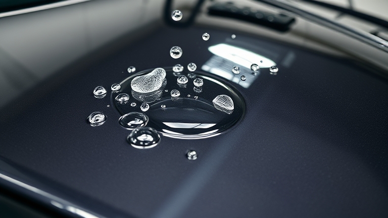 Nước mưa tạo hạt tròn trên sơn sau khi phủ nano bảo vệ, thể hiện hiệu quả lớp coating nano chống nước