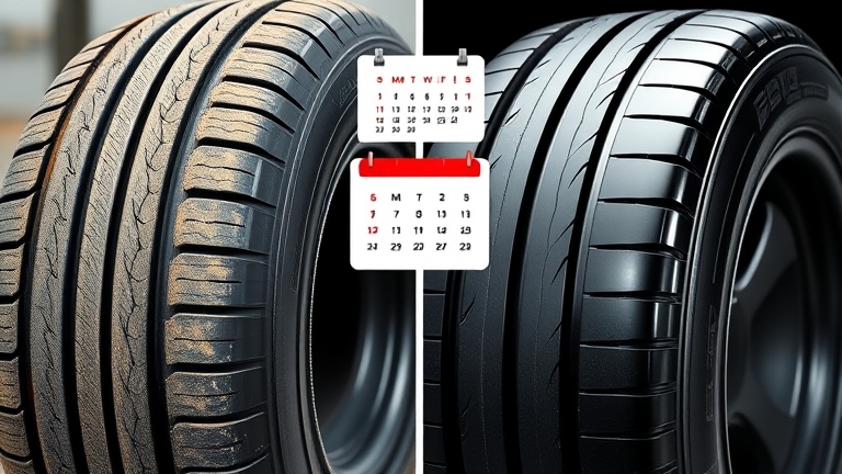 So sánh lốp trước và sau dưỡng, lốp được chăm sóc có độ bóng tự nhiên, lốp không dưỡng có màu tối, khô