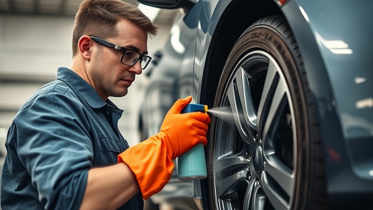 Thực hiện vệ sinh bụi phanh với đầy đủ biện pháp an toàn bao gồm găng tay và kính bảo vệ