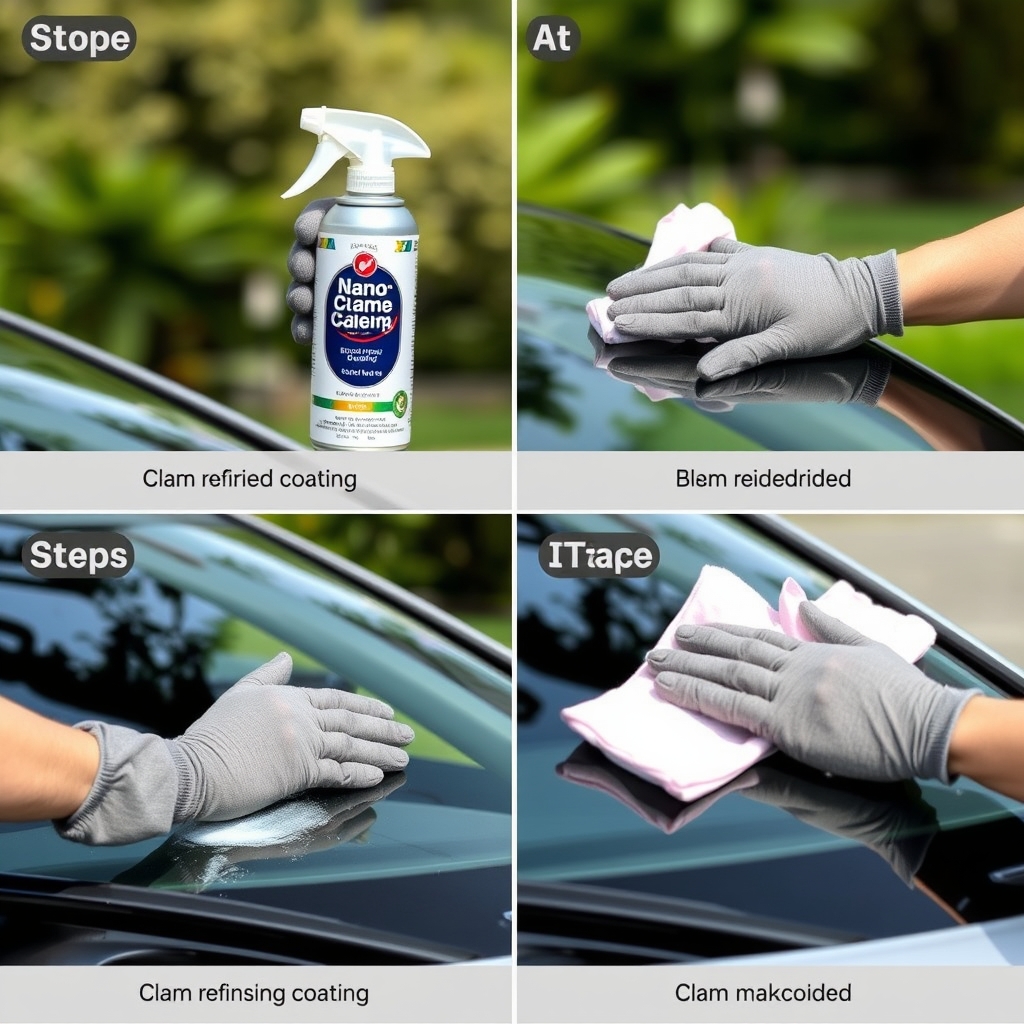 Hướng dẫn phủ nano kính chống nước ô tô từng bước: xịt sản phẩm và lau bằng khăn mềm