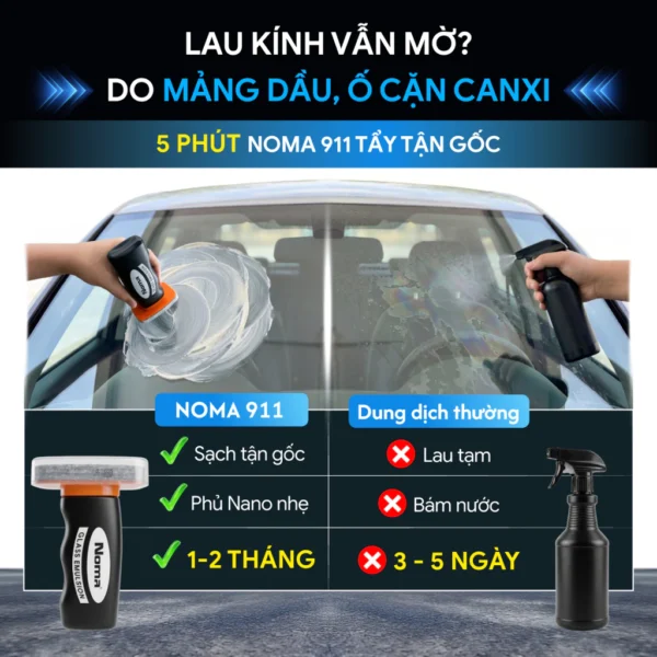 So sánh NOMA 911 và dung dịch lau kính thường