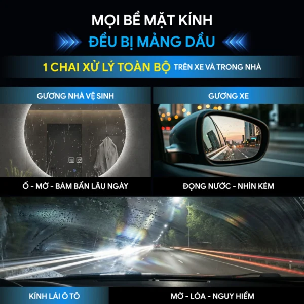 Mọi bề mặt kính đều có thể bị màng dầu