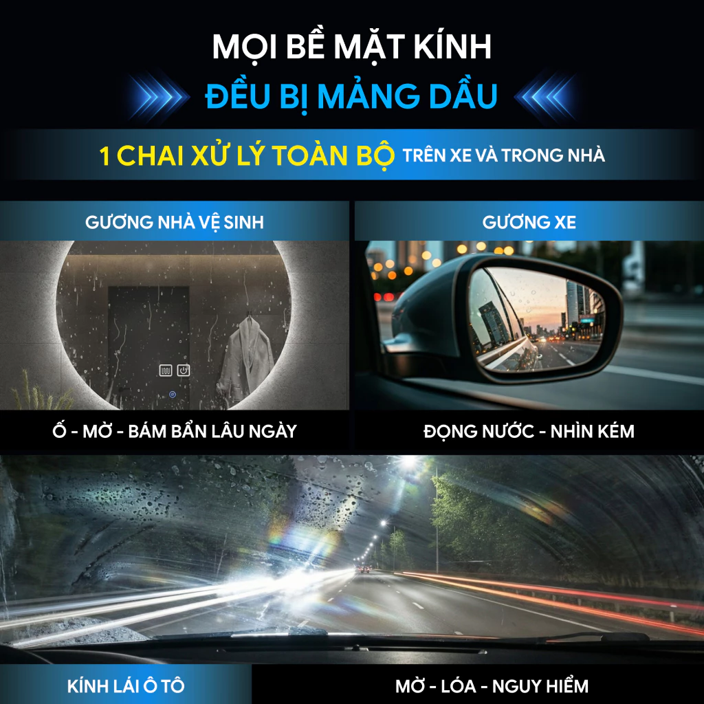 Mọi bề mặt kính đều có thể bị màng dầu