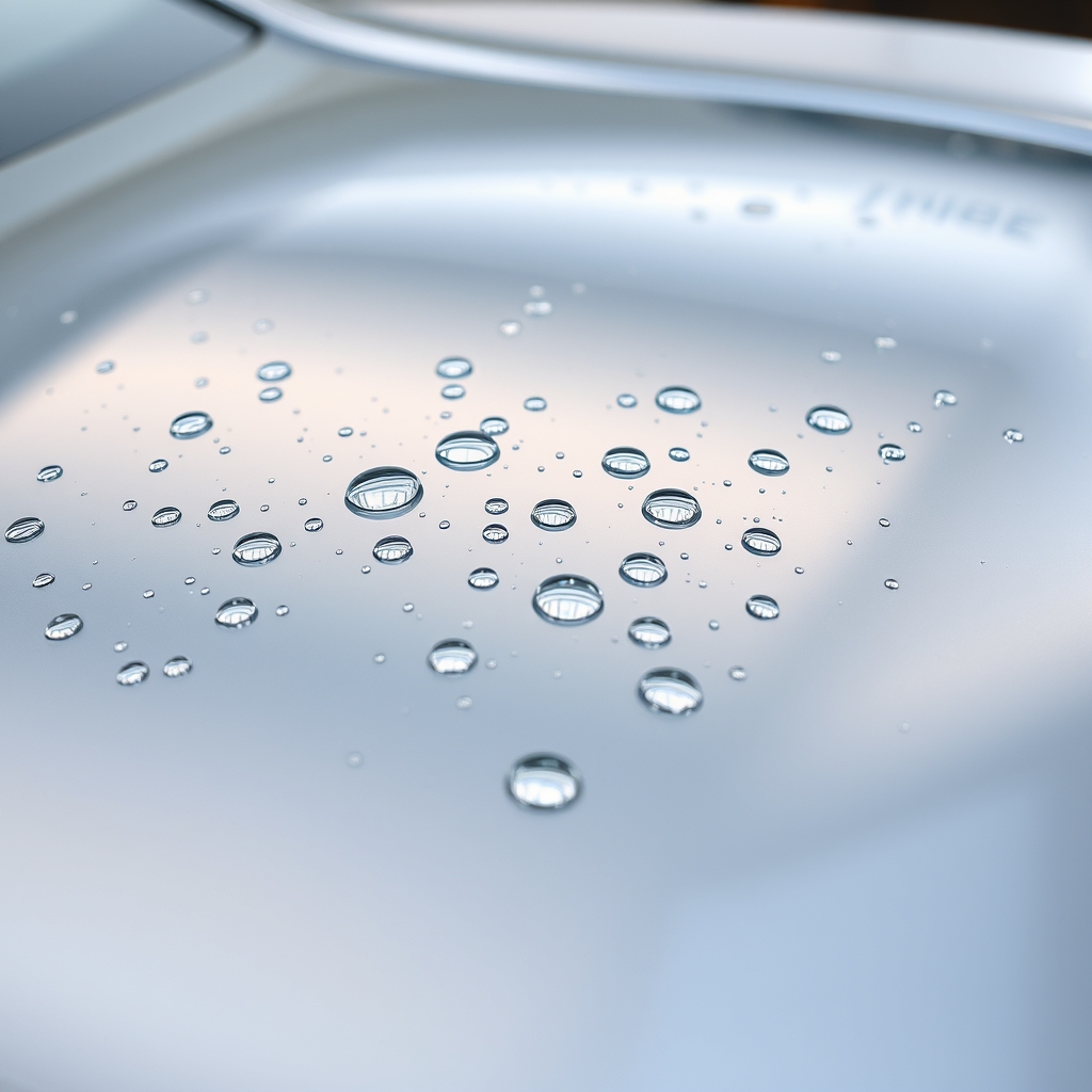 Kết quả hoàn thiện phủ ceramic ô tô: sơn bóng, hiệu ứng hạt nước trên bề mặt ceramic coating