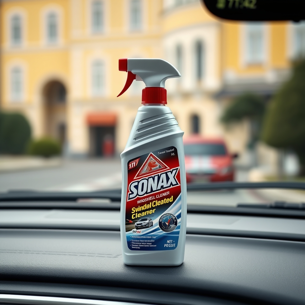 Sản phẩm Sonax tẩy ố kính ô tô từ Đức, thể hiện thương hiệu lâu đời và độ tin cậy trong chăm sóc xe.