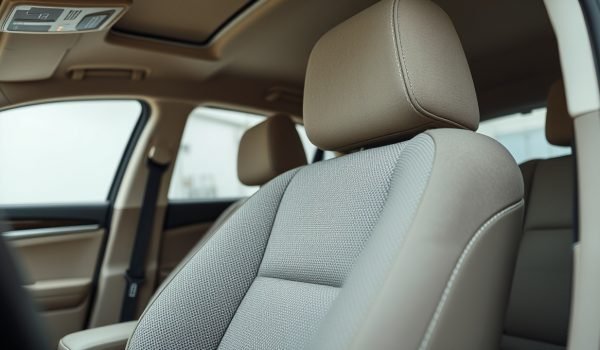 Vệ sinh ghế nỉ ô tô bằng sản phẩm chuyên dụng và bàn chải mềm để bảo vệ sợi vải